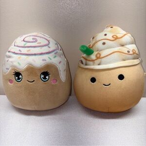 5” Squishmallows Rease the Cinnamon Bun (Anime Eyes) and Emil the Caramel Frappe